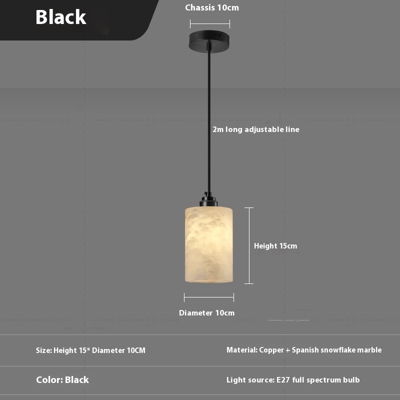 Simple And Natural Marble Copper Long Wire Chandelier