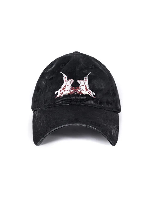 Wax Brush Peaked Cap Men And Women Street Hip Hop Print Baseball Hat Black - Shop at LoveMi