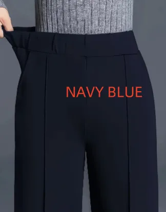 Women's Solid Color Straight Casual Pants - Navy Blue