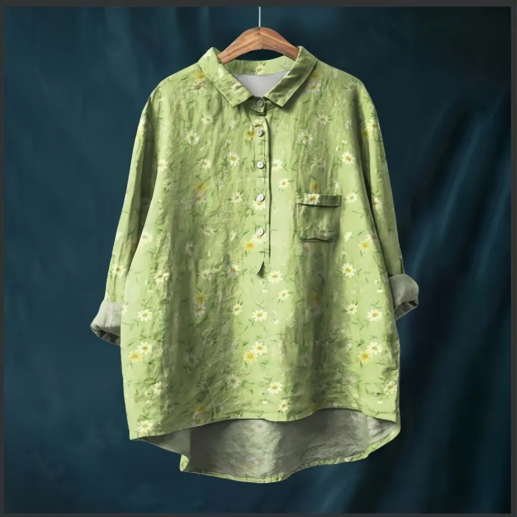 Animal Print Hawaiian Long Sleeve Shirt - Chrysanthemum Truncatum-2Xl