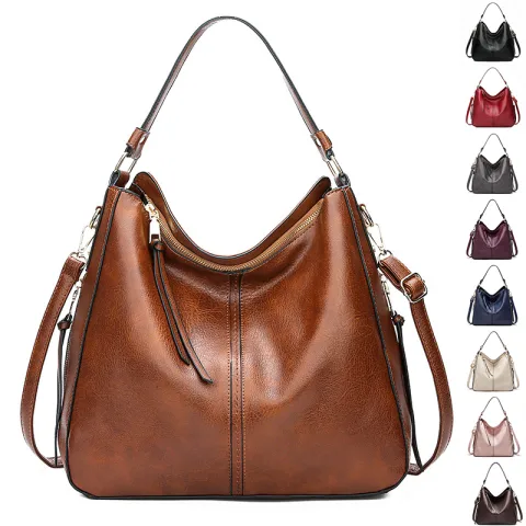 Hobos Zipper Bucket Bags with Adjustable Shoulder-strap Handbags Temperament