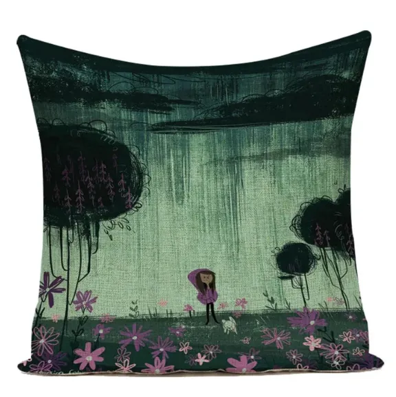 Ink Painting Flowers And Plants Peach Peel Printing Furniture Decoration Pillow Cover Style 5 - Shop at LoveMi