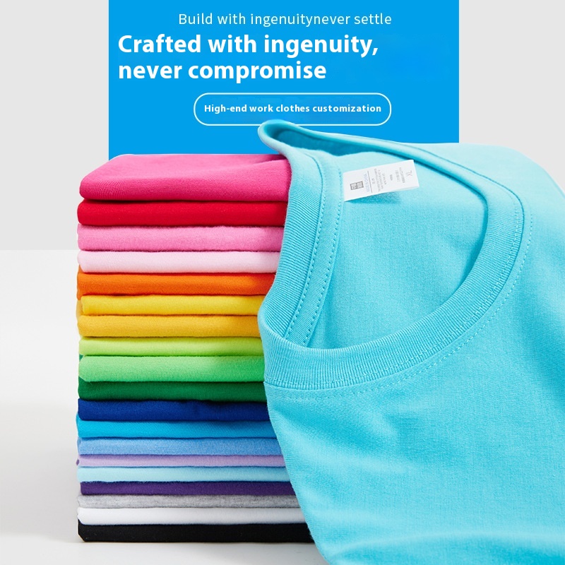 Solid Color Advertising Shirt Loose Casual Half Sleeves