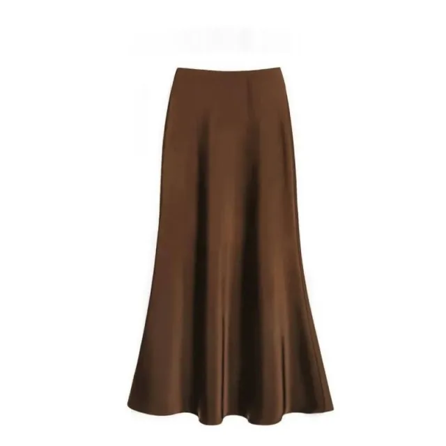 Satin Long Sleeve Women's Spring And Autumn Chiffon Shirt Brown - Shop at LoveMi