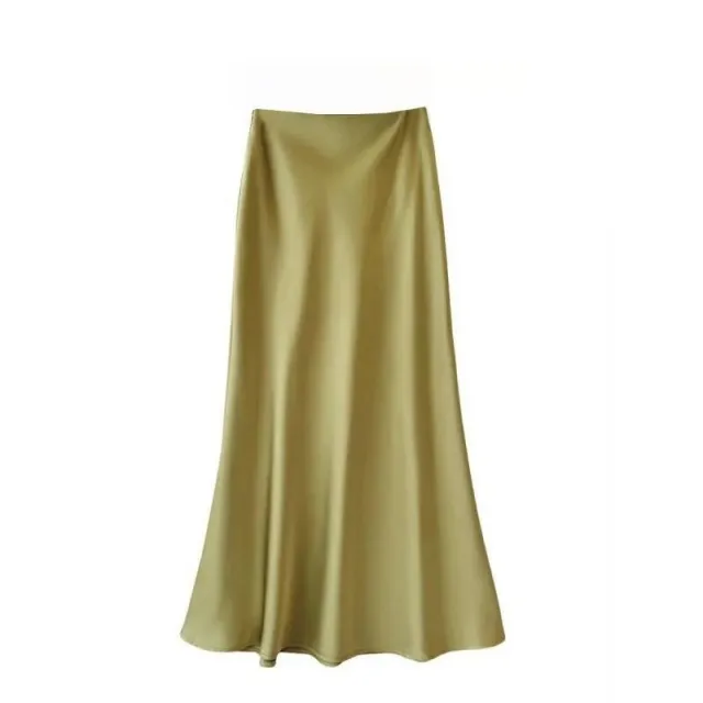 Satin Long Sleeve Women's Spring And Autumn Chiffon Shirt Yellow Skirt - Shop at LoveMi