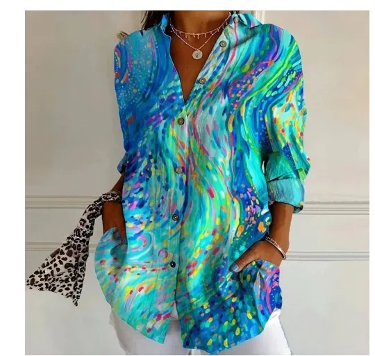 Women's Long Shirt Half Sleeve Floral Print - Yk2502803 - View 1