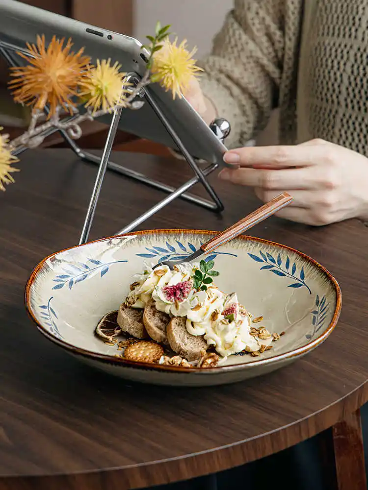9-inch Irregular Deep Plates Ceramic Salad Dish