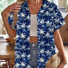Casual Wild Plant Pattern Women's Short-sleeved Shirt - Y006 - View 1