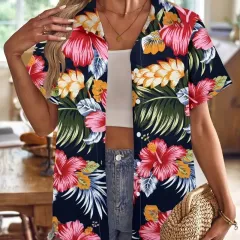 Casual Wild Plant Pattern Women's Short-sleeved Shirt - Y001-Xl - View 1