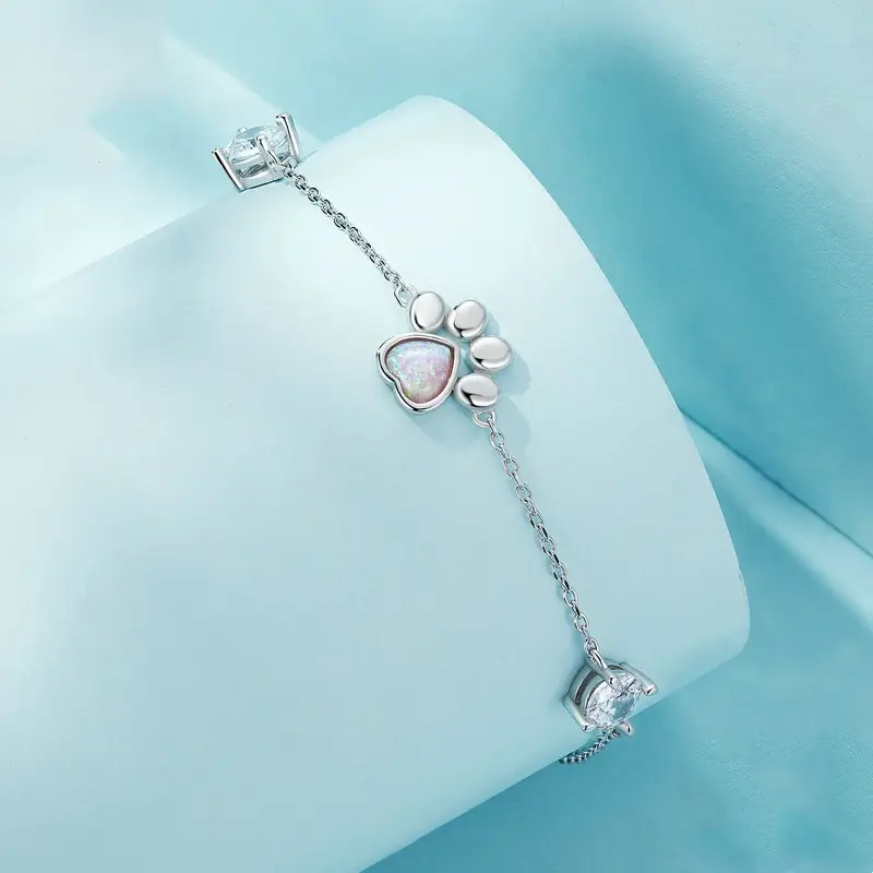 S925 Silver Bracelet Special Interest Light Luxury Wind Cat Paw Print