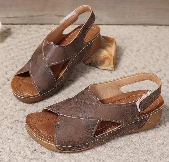 Roman Sandals Platform Platform With Skirt Casual Open Toe All matching Beach Coffee - Shop at LoveMi