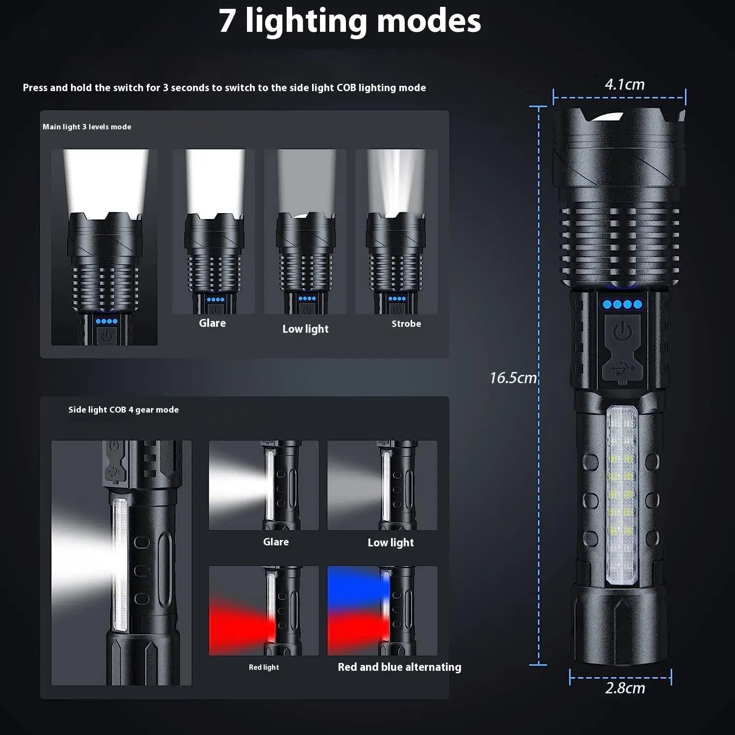 Aluminum Alloy Telescopic Long Endurance Outdoor Power Torch