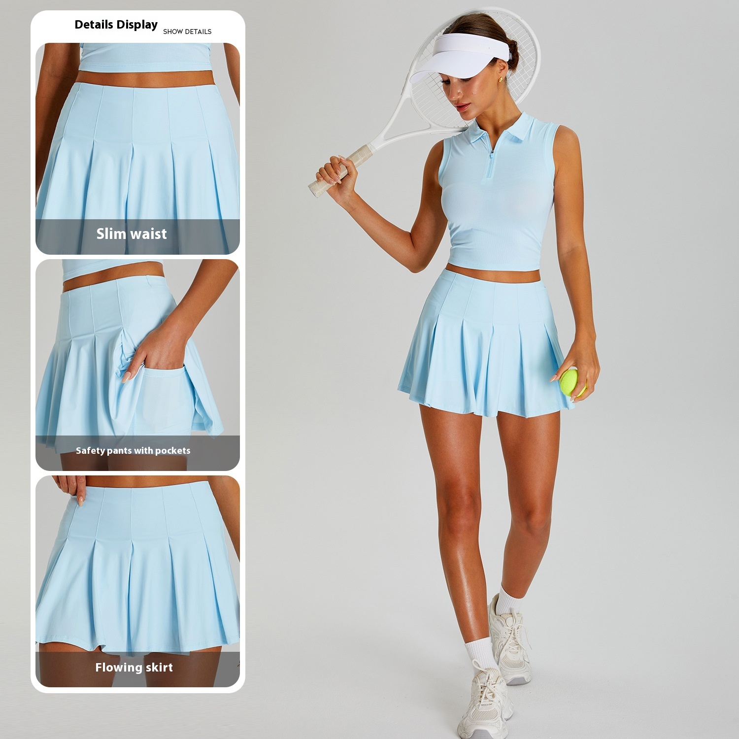 Women's Outdoor Sports UV Protection Tennis Suit Breathable Quick-drying Yoga Clothes Suit