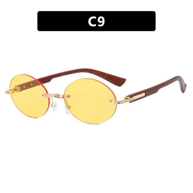 Women's All match Frameless Trimming Oval Sunglasses Yellow Tablets - Shop at LoveMi