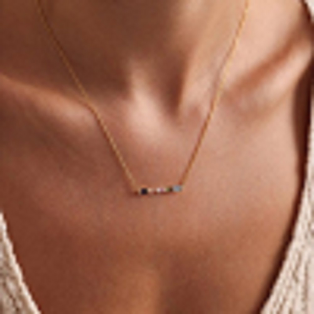 Twelfth Birthday Stone Style Colorful Exquisite Versatile Colorful Zirconia Women's Necklace