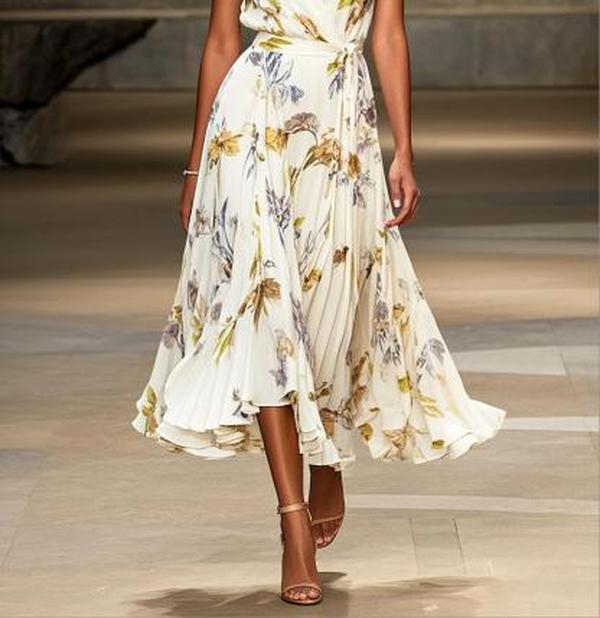 European And American Women's V-neck Short Sleeve Dress Temperament Printed