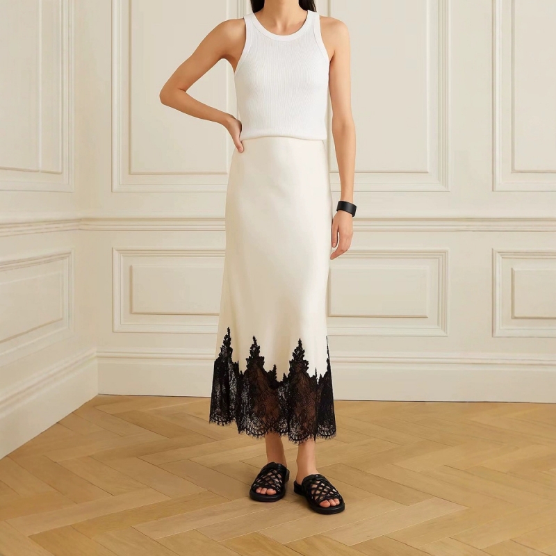 Satin High-grade Lace Stitching Hip Fishtail Skirt