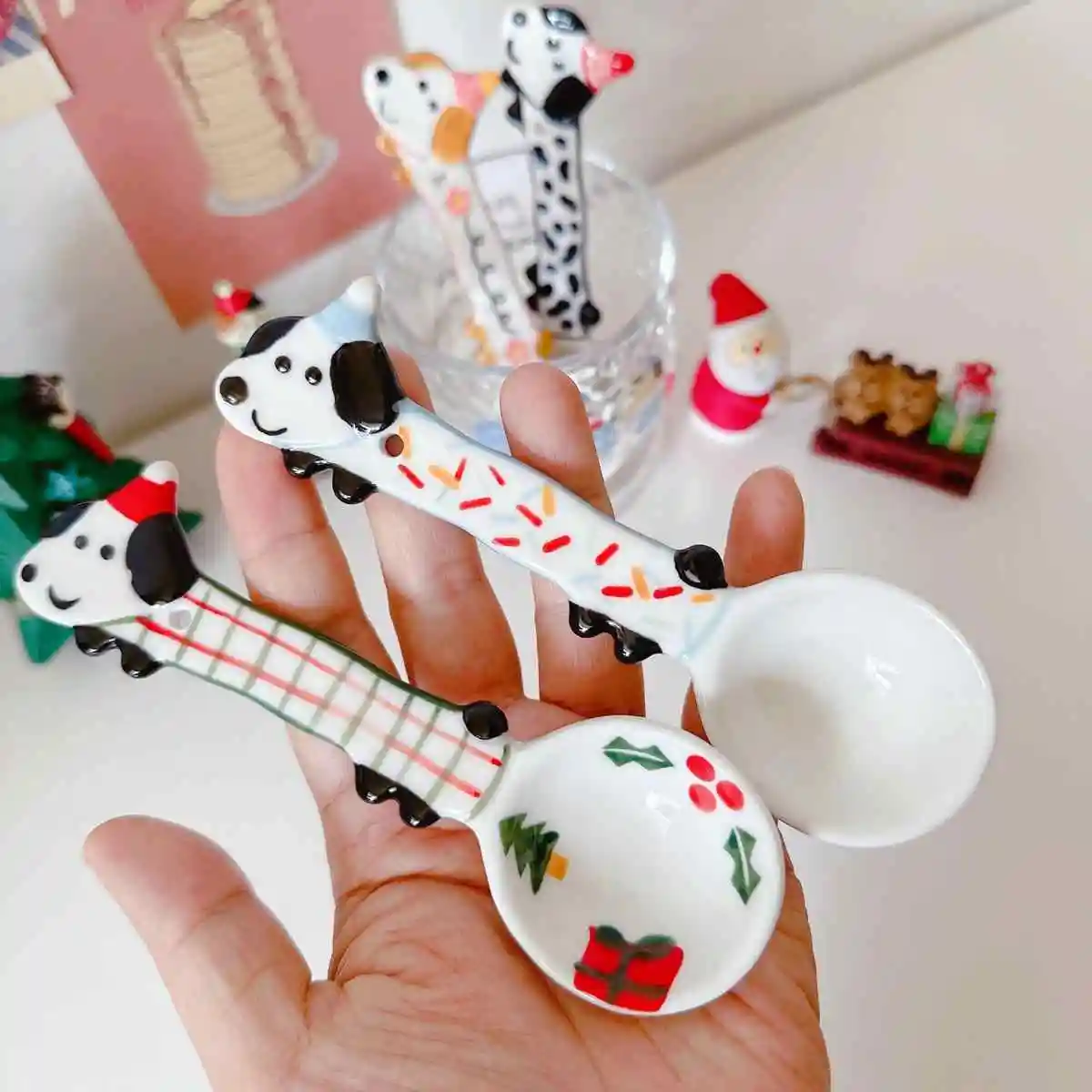 Cute Puppy Christmas Cartoon Ceramic Spoon