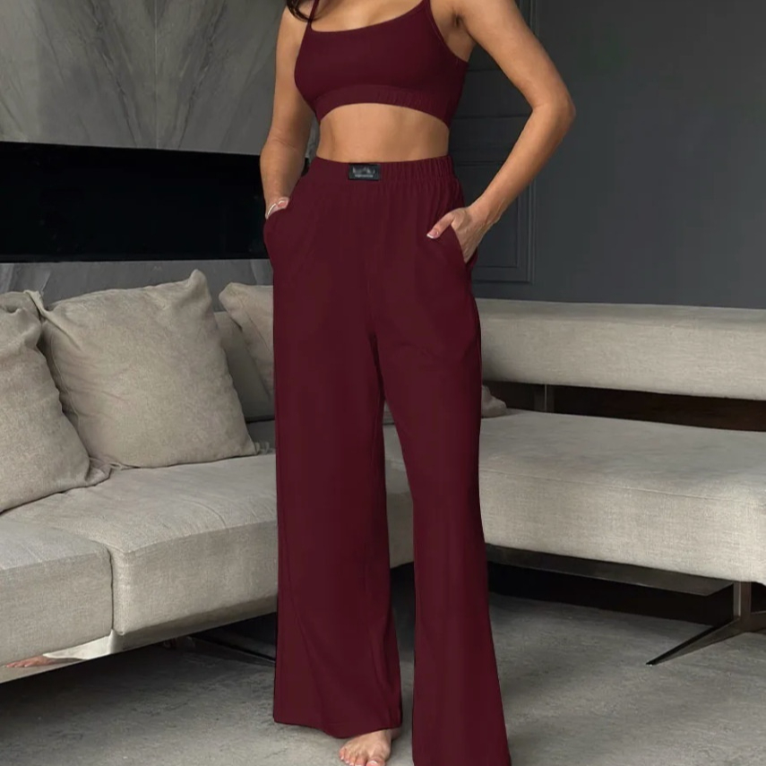 Suspenders Vest Wide Leg Trousers Suit Two-piece Homewear