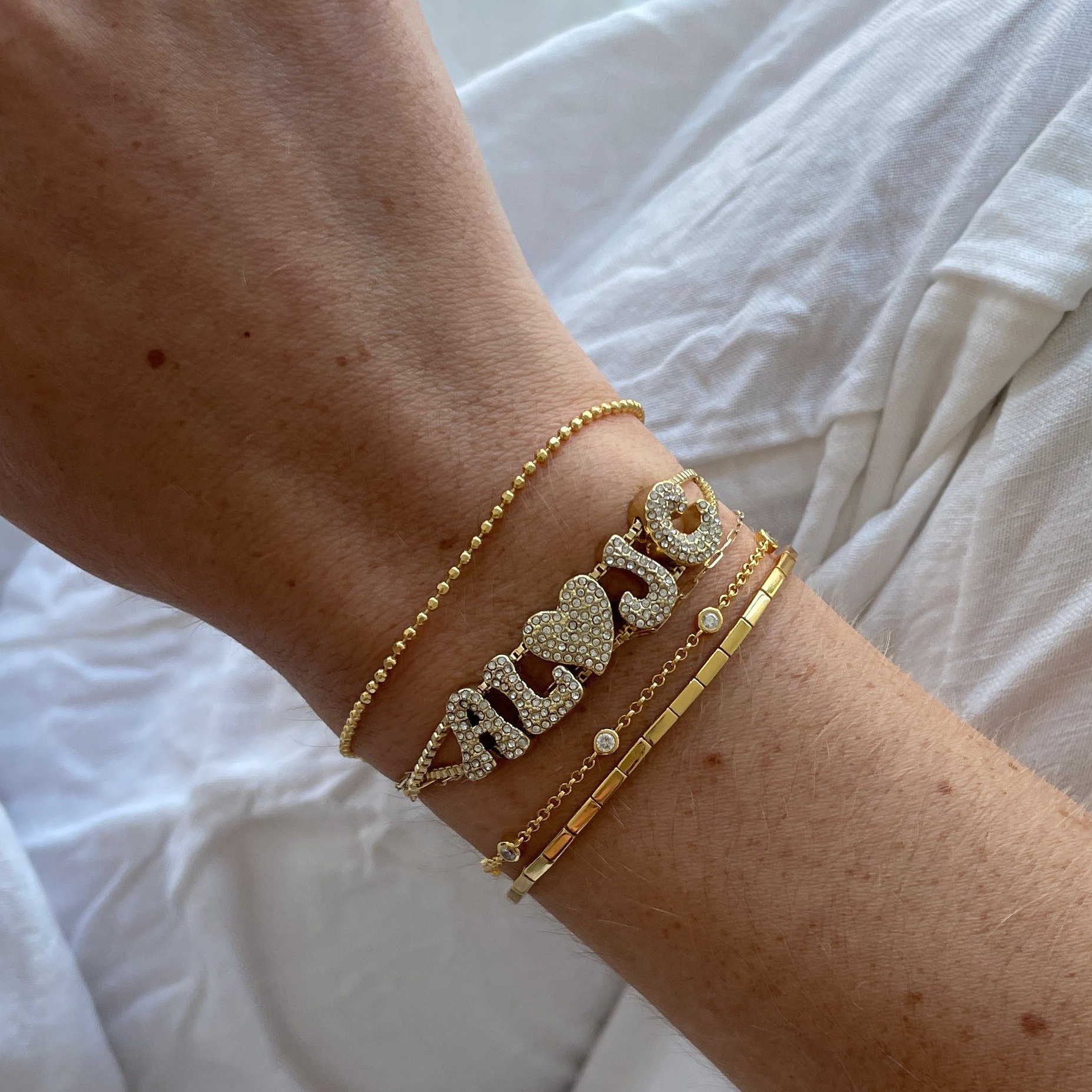 18k Brass Micro Inlaid DIY Name Bracelet English Letter Pendant Accessories