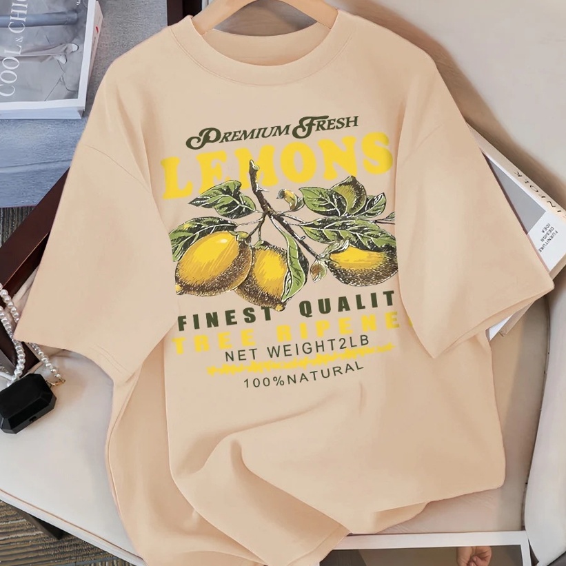 Lemon Fruit Printed Casual Fashion Casual Short Sleeve Clothing
