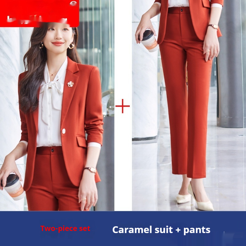 Rose Red Suit Lightly Mature High end Temperament Business Wear Small Suit Interview Karamel Set - Shop at LoveMi