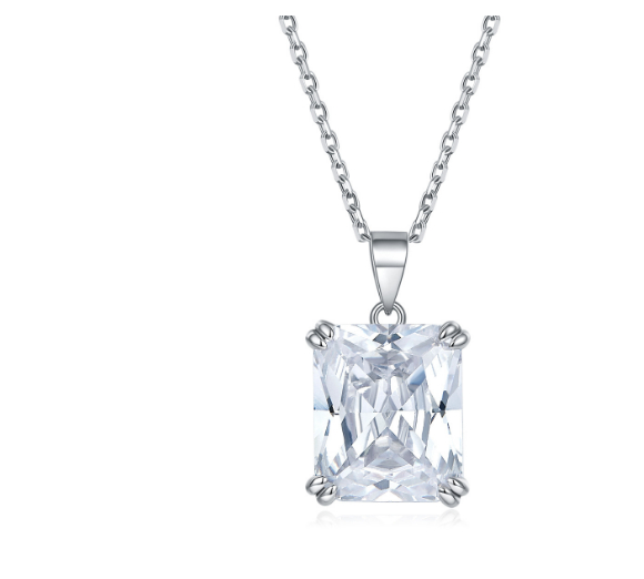 La Moissanite Pendant Necklace 9 Sterling Silver Pear Shape