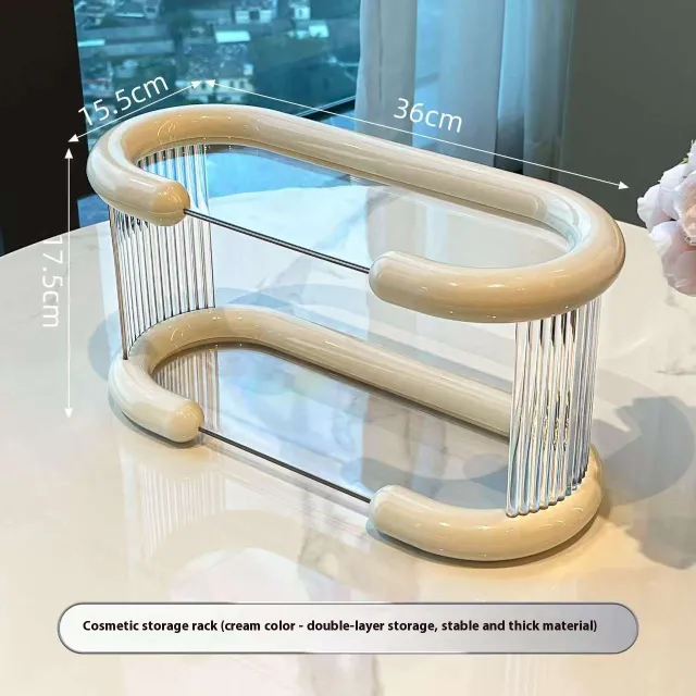Simple And Versatile Fashion Household Cosmetics Storage Box Double Cream Color - Shop at LoveMi