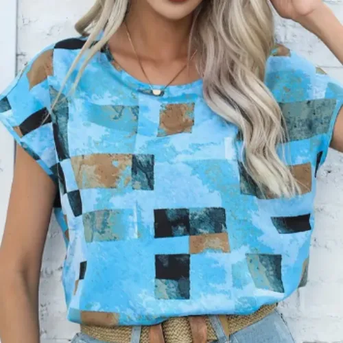 Women's Chic Geometric Aztec Print T-Shirt