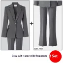 Gray Suit Wide Leg Pants