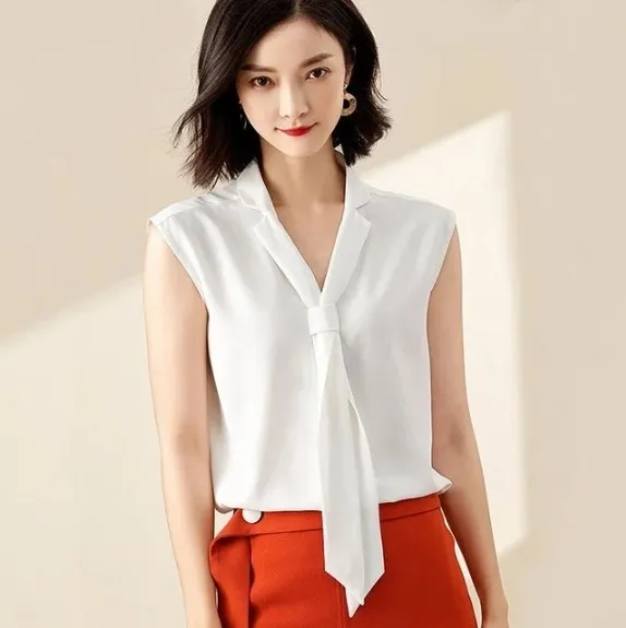 Loose Casual Solid Color Sleeveless Women's Temperament Wild Shirt - 36 White