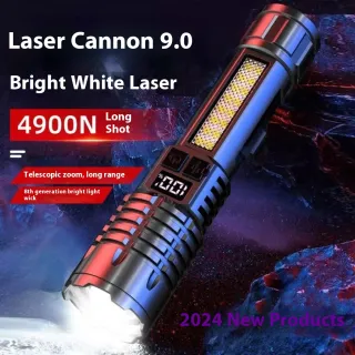 Outdoor Flashlight Patrol Portable Rechargeable Zoom White Laser Light