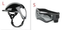 New Dog Cat Motorcycle Safety Helmet Hat Accessories - Black Set - View 1