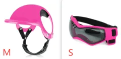New Dog Cat Motorcycle Safety Helmet Hat Accessories - Pink Set - View 1