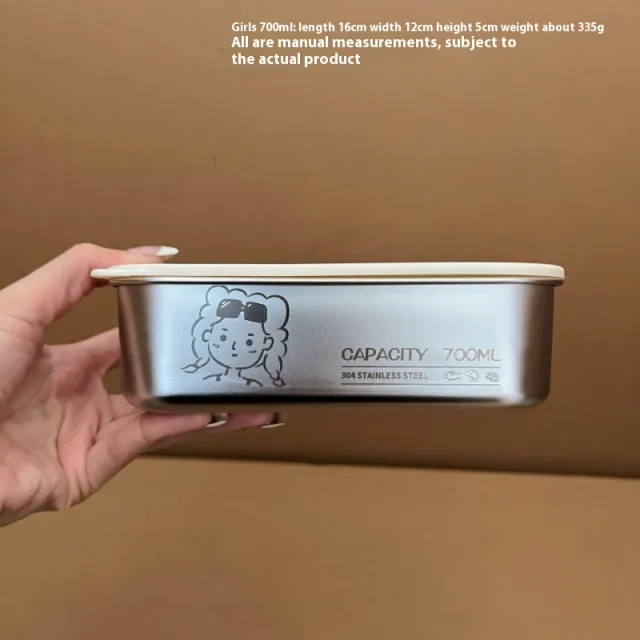 304 Stainless Steel Crisper Can Enter Microwave Lunch Box 700Ml Girls - Shop at LoveMi