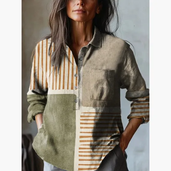 Summer Women's Fashion Printed Long-sleeved Shirt - Style9-4Xl