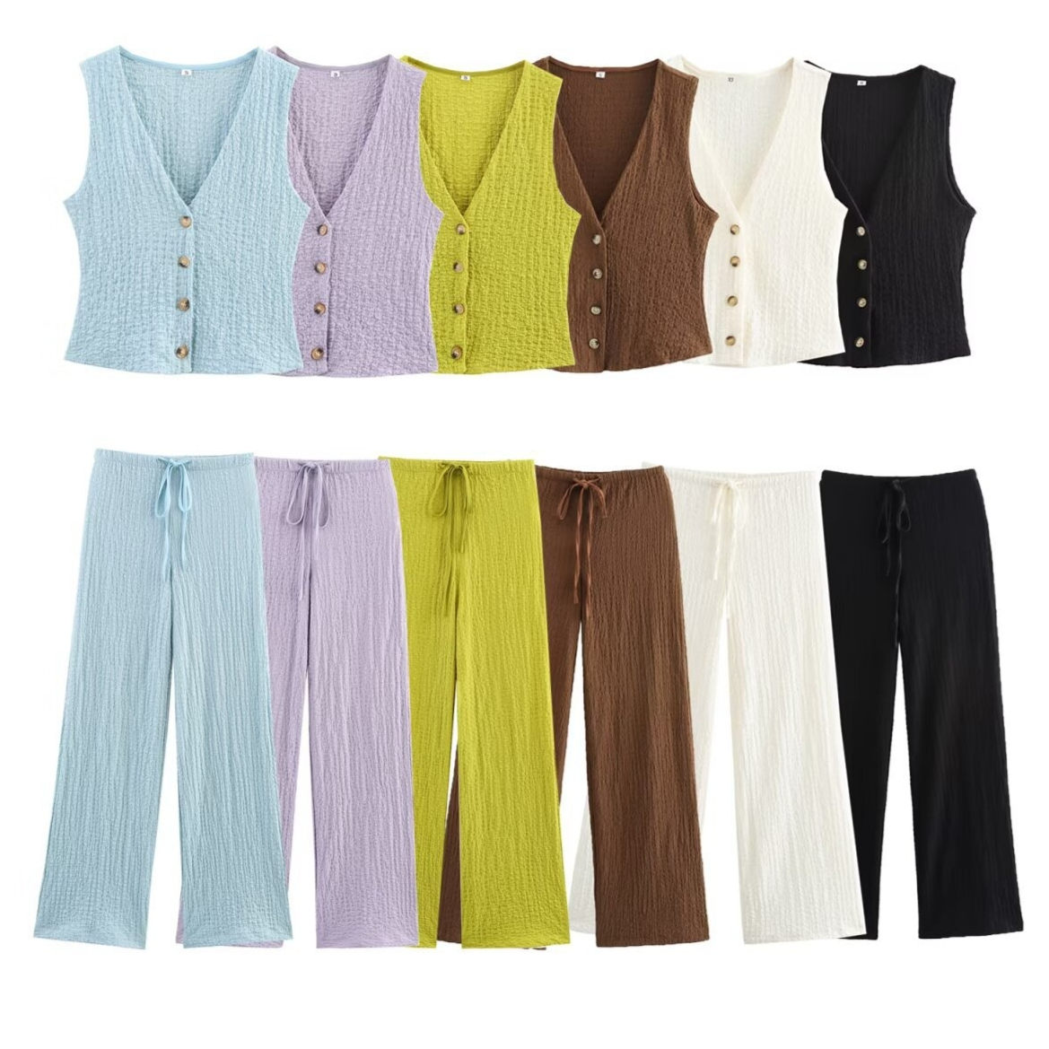 قميص صدرية بنقشة  
بدلة بنطال مستقيم بنقشة