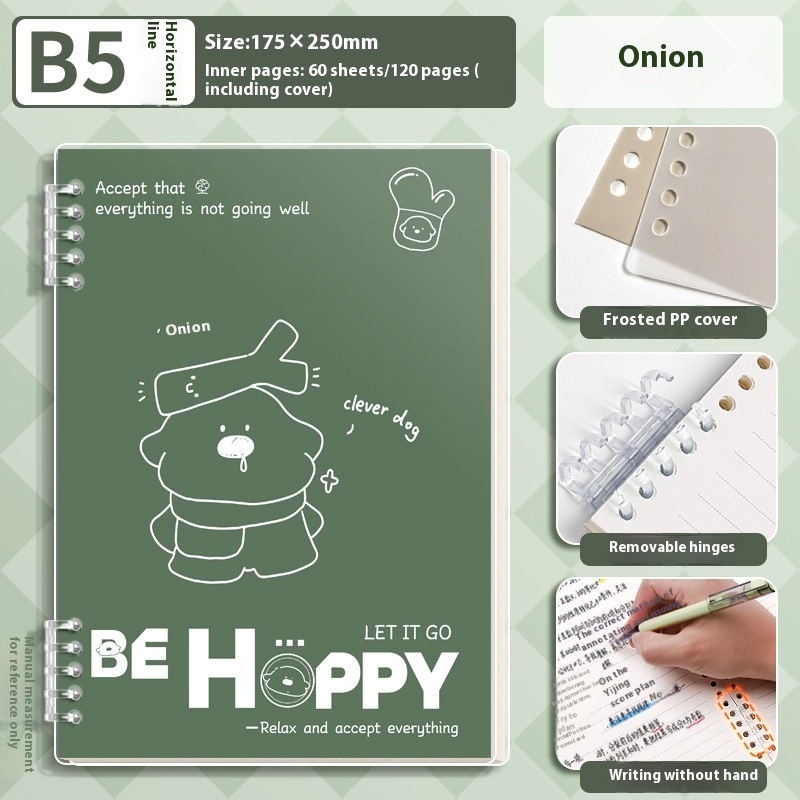 دفتر ملاحظات حلزوني فضفاض قابل للفصل، مقاس A4، مناسب لطلاب المدارس الثانوية، ملاحظات أنيقة وبسيطة ومنعشة