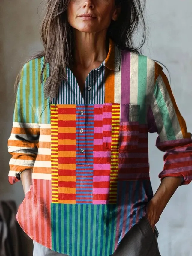 Summer Women's Fashion Printed Long sleeved Shirt Style5 - Shop at LoveMi