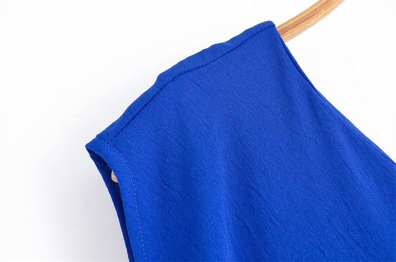 Blue Asymmetric Buckle Shoulder Sleeveless Suspender Dress
