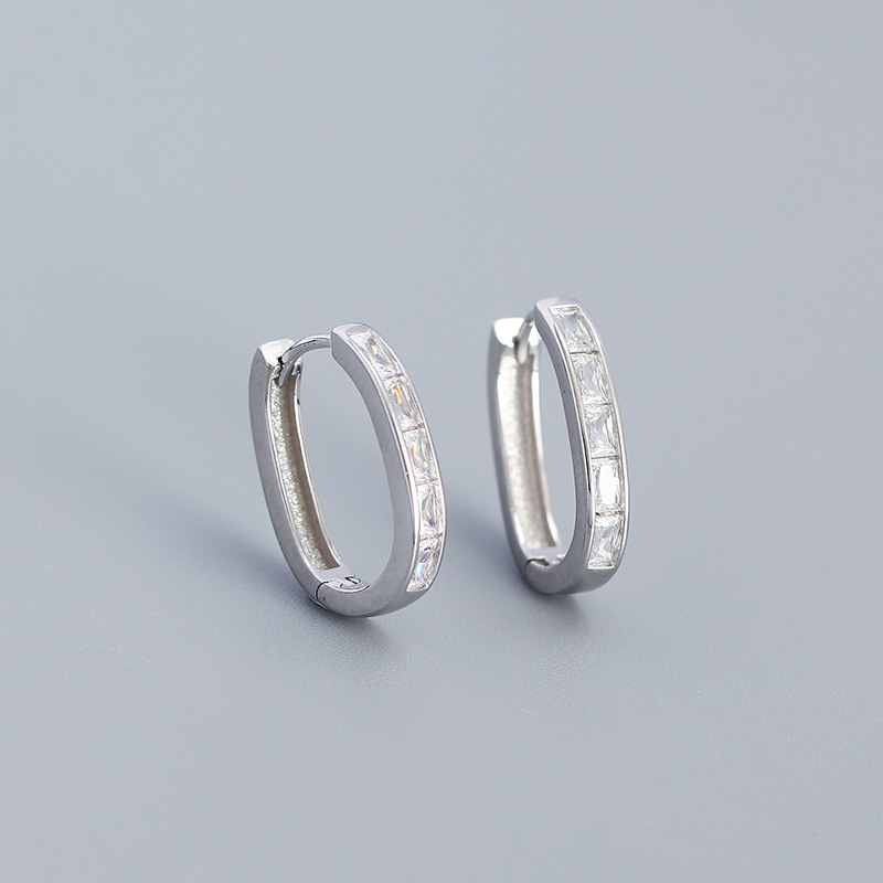 Female Ins Style Rectangular Zircon U-shaped Earrings