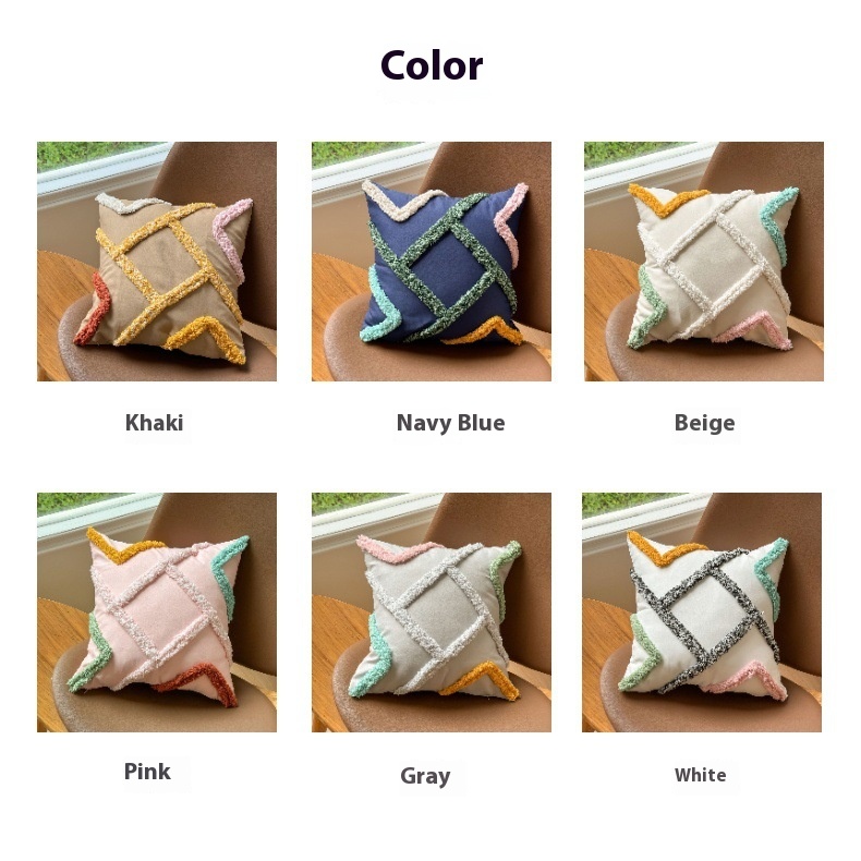 Home Bohemian Three-dimensional Striped Tufted Pillow Cover