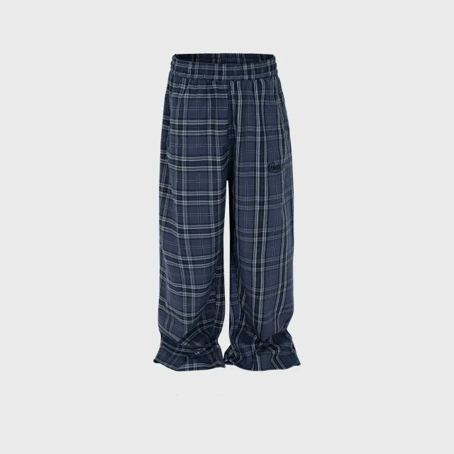 Neutral Straight Plaid Drawstring Casual Pants - Shop at LoveMi