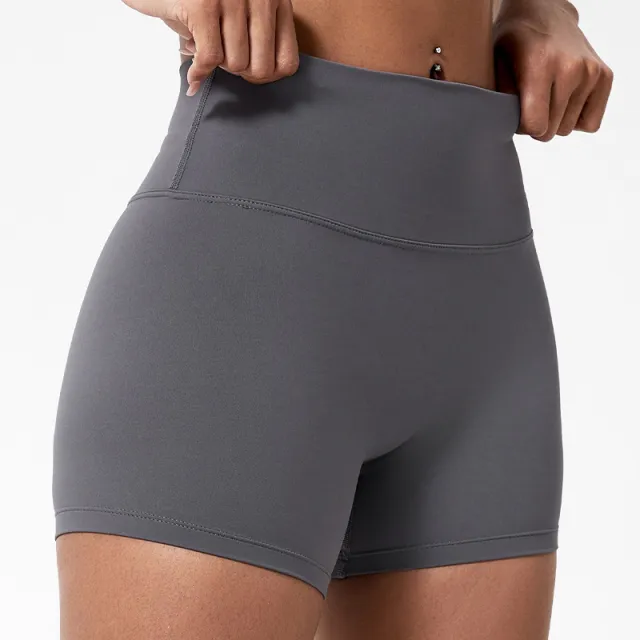 Nude Feel Double sided Brushed Yoga High Waist Hip Lift Shorts Nude - Shop at LoveMi