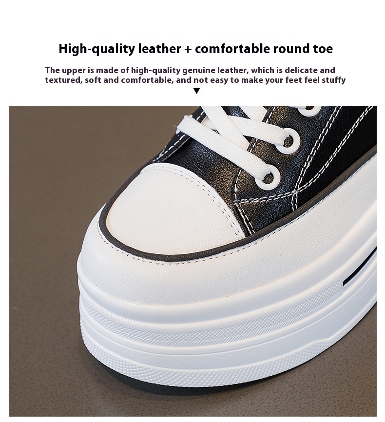 Women's Breathable Leather Platform Sneakers — sole detail 5