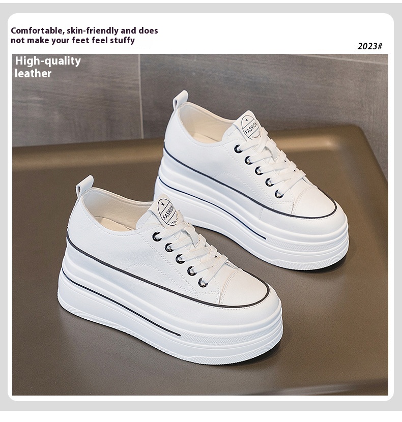 Women's Breathable Leather Platform Sneakers — detail view 2
