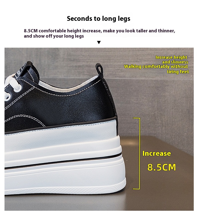 Women's Breathable Leather Platform Sneakers — sole detail 6