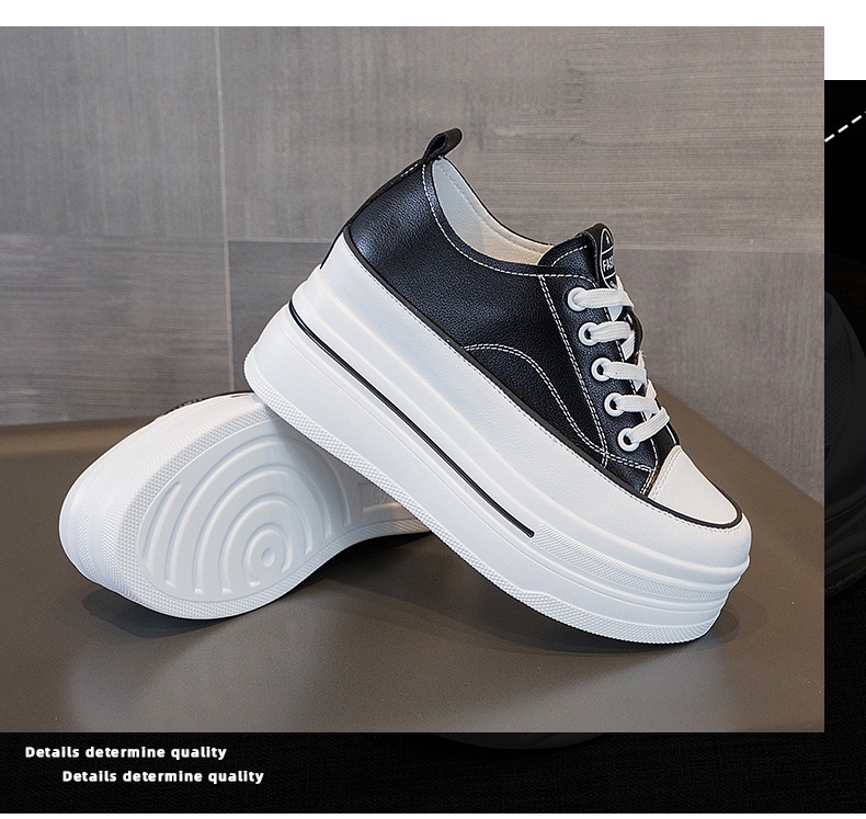 Women's Breathable Leather Platform Sneakers — sole detail 4