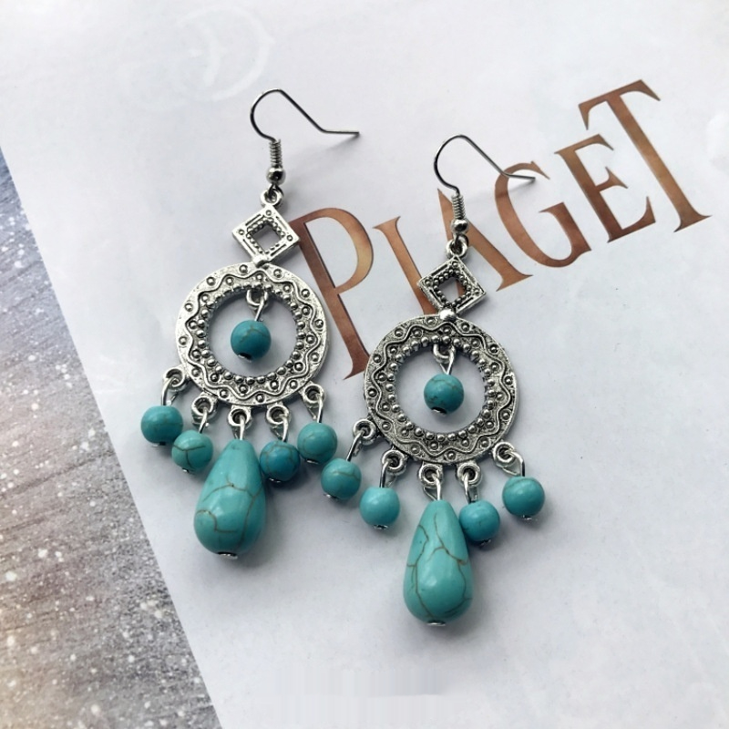 European And American Elegance Retro Turquoise Earrings
