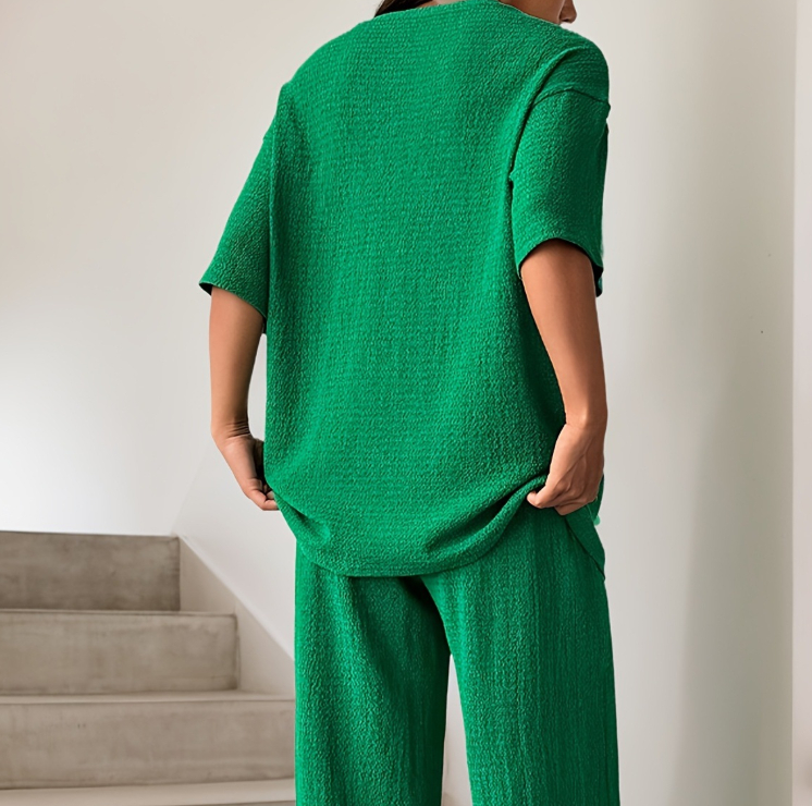 Women's Solid Color Drop Shoulder Fashion Suit